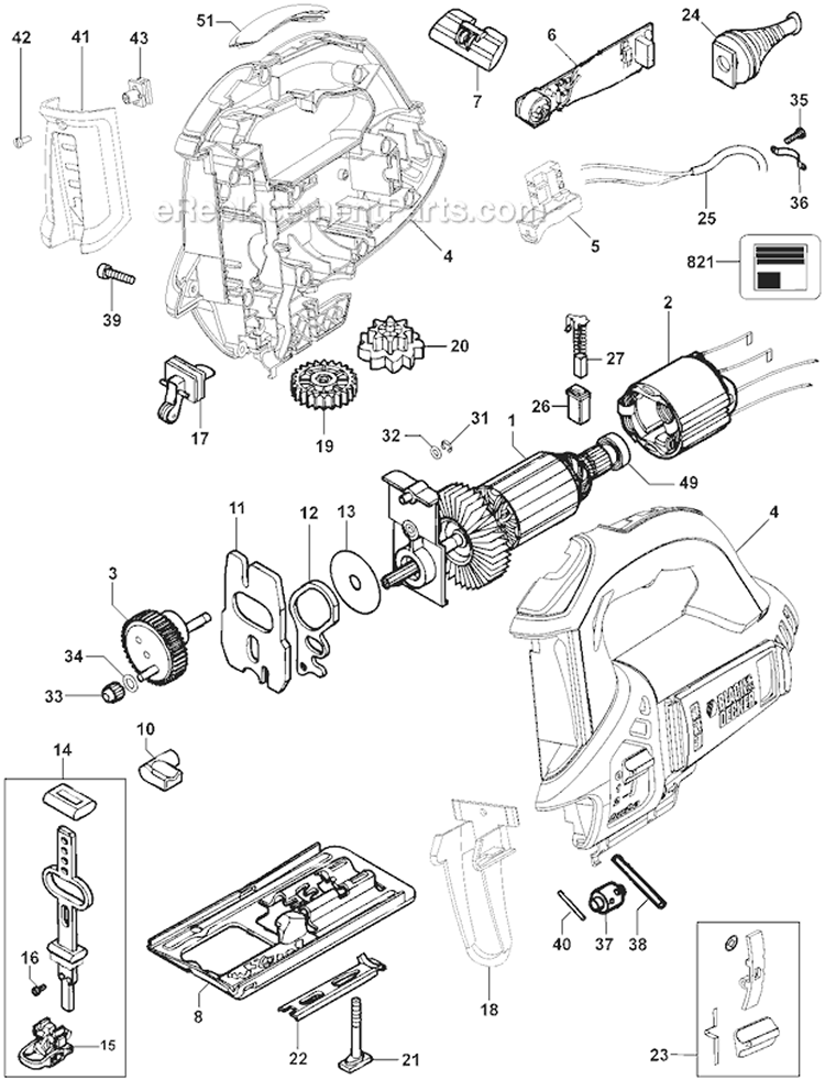 Page A Diagram and Parts List for JS620GB  Black and Decker Jig Saw